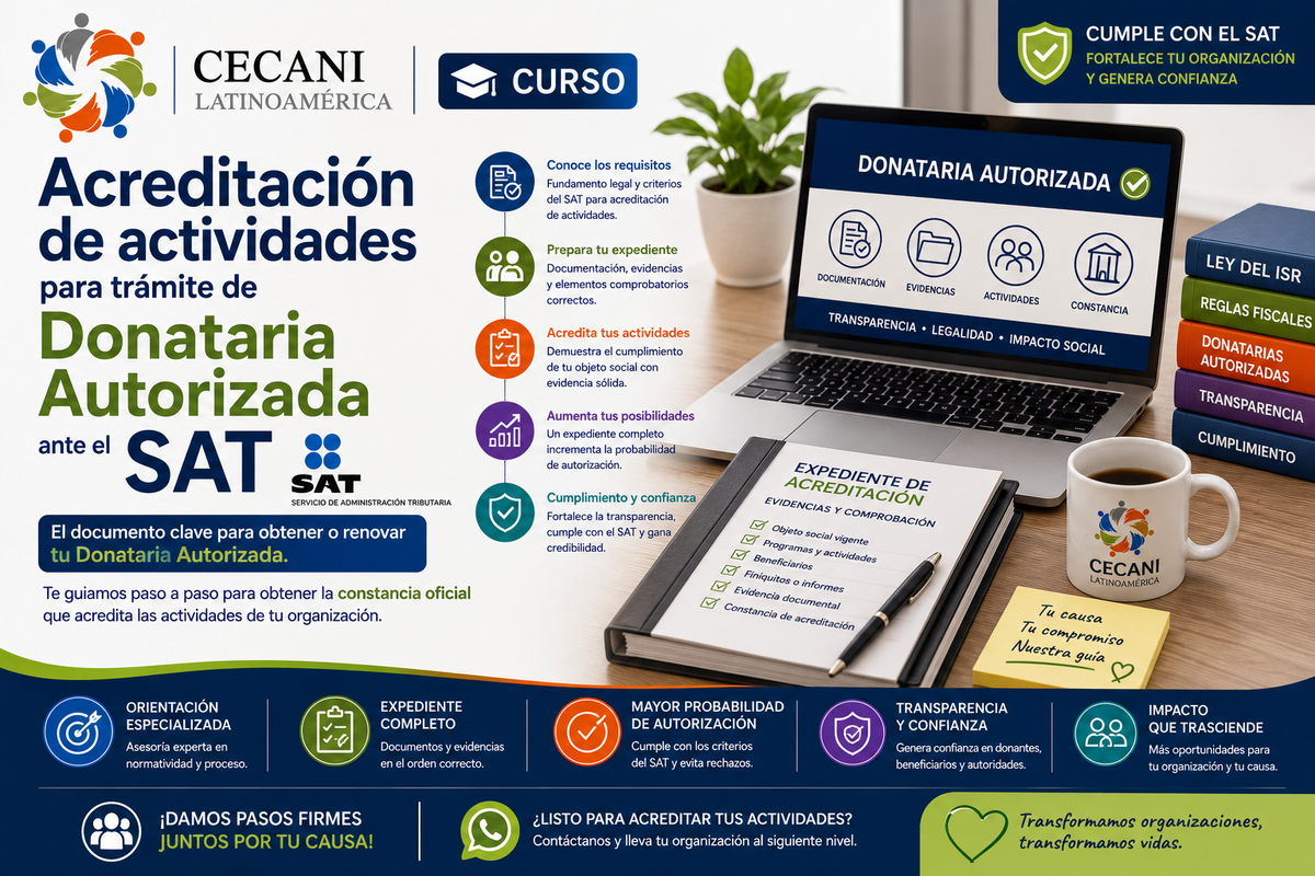 Curso: Acreditacion de actividades para trámite de Donataria autorizada ante el SAT
